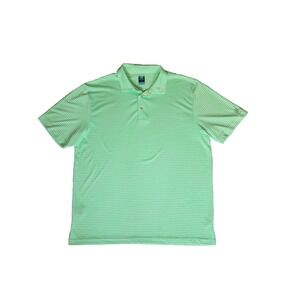 Mens Pro Tour Coolplay Golf Polo Large Green White Striped Performance Shirt